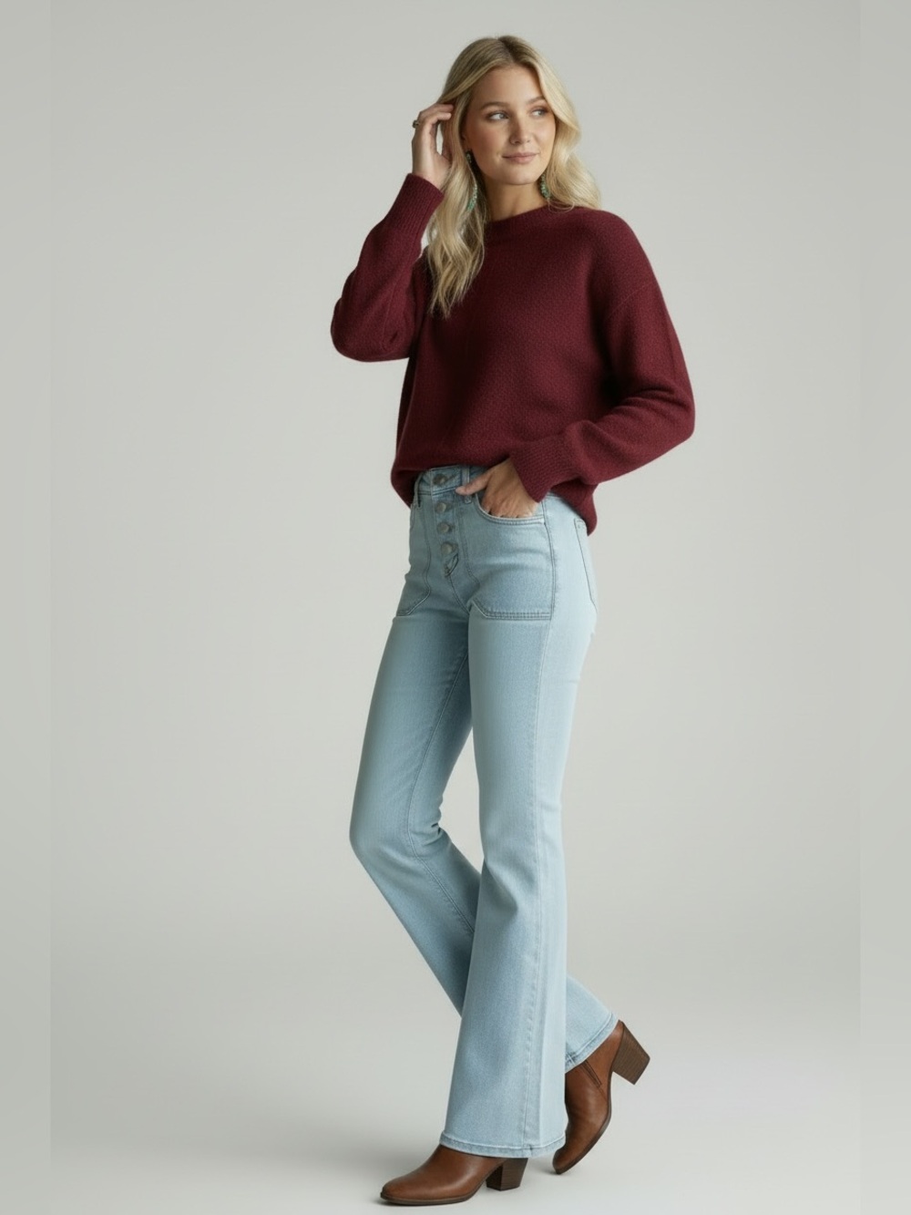 Vince Camuto Burgundy Crewneck Sweater